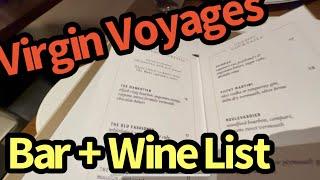 Virgin Voyages Drink / Bar Menu + Wine List from The Wake Restaurant on Virgin Cruises Valiant Lady