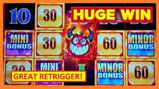 RETRIGGER, HUGE WIN! Devil's Lock Slots!