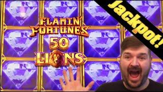 RARE BONUS RETRIGGER On 50 Lions Slot Machine! JACKPOT HAND PAY!
