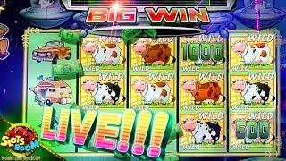 MAX BET HUGE BONUSES!!! on Invaders Return From Planet Moolah 1c Wms Slot in Morongo Casino