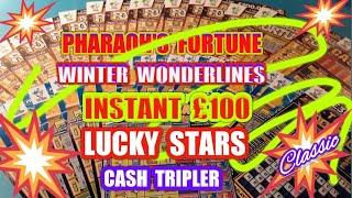 £50 Scratchcards INSTANT £100.PHARAOH'S FORTUNEWinter WonderlinesLucky StarsCash Tripler