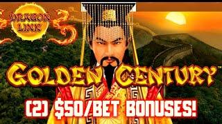 HIGH LIMIT Dragon Link Golden Century  (2) $50 Bonus Rounds Slot Machine Casino