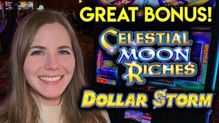 Great BONUS Hit! Dollar Storm Slot Machine! Celestial Moon Riches Bonus!