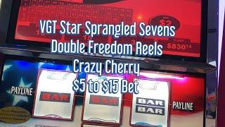 VGT STAR SPRANGLED 7'S, DOUBLE FREEDOM REELS, CRAZY CHERRY & LOTUS EMPEROR SLOTS !!RED RED SPINS !
