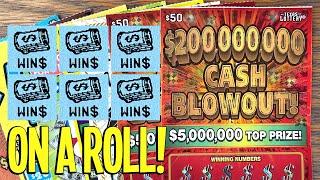 ON A ROLL! 2X $50 $200,000,000 Cash  $200 TEXAS LOTTERY Scratch Offs