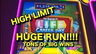 HUGE RUN!  High Limit Game of Life Career Day Slot (TEN CENT DENOM).