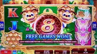 Lucky Honeycomb Twin Fever Slot $7.50 Max Bet Bonus Won | Live Konami Slot Play