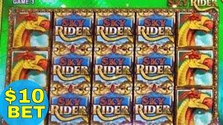 Sky Rider Slot Machine $10 Max Bet SUPER FREE GAMES Won | Live Slot Play | Wonder 4 Slot Machine