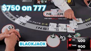 Splitting 7's twice for $750 - Blackjack + Merch Giveaway #111