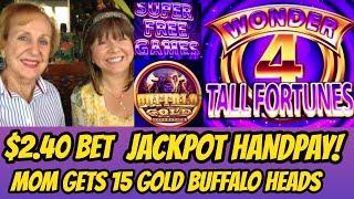 INCREDIBLE! Mom's Handpay Jackpot! 15 Gold Buffalo Heads!