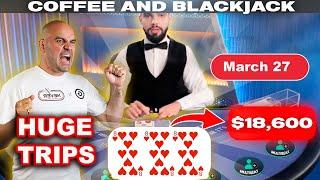 HUGE $100,000 Blackjack - Mar 27 -  Coffee and Blackjack