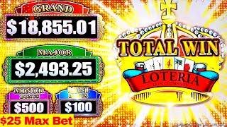 High Limit LOTERIA Lock It Link $25 Bet Bonus BIG WIN | Lock It Link Diamonds & Mighty Cash Slot Win