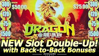 Dragon! Jin Long Jin Bao Slot Machine - First Attempt, Double Up! Live Play and Back to Back Bonus!