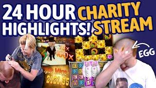 Raising Over €45000 in 24 Hour Charity Stream - HIGHLIGHTS (Egg Roulette, Shaving, Big wins + MORE)