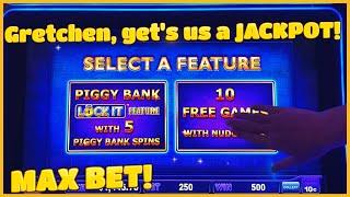 Lock It Link Piggy Bankin' HANDPAY JACKPOT HIGH LIMIT $25 MAX BET Bonus Round Slot Machine Casino