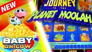 BABY UNICOW! LIVE 1st Experience!!  Journey to the Planet Moolah LIVE PLAY CASINO SLOTS