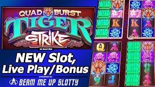 Quad Burst Tiger Strike Slot - First Attempt, Live Play/Bonus in New Everi game