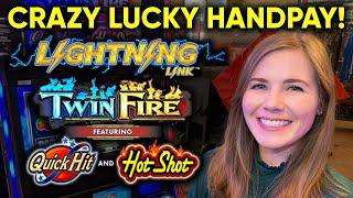 INSANELY LUCKY JACKPOT HANDPAY! Twin Fire Slot Machine! Started With Only $58 In Free Play!!