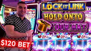 $120 Spin BONUS & RE-TRIGGER On High Limit Lock It Link Slot