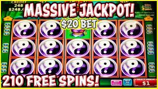 OMG 210 FREE SPINS Pays MASSIVE JACKPOT on High Limit China Shores Slot Machine