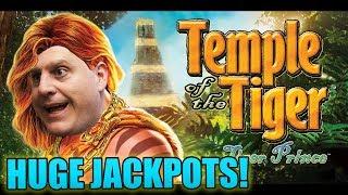 HUGE JACKPOT$ ON TEMPLE OF THE TIGER  18 FREE GAMES