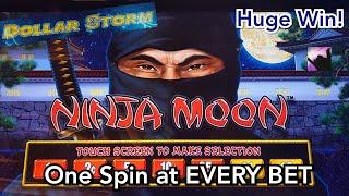Dollar Storm Slot Challenge - One Spin on Every Bet on Ninja Moon - AMAZING WIN!