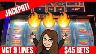 $45 BETS  VGT SLOT MACHINES - Back to Back Handpay Jackpots and TONS of RED SCREENS!  WINSTAR!