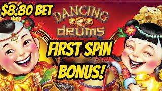 1st SPIN BONUS! DRUMS ARE DANCING!