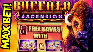 BUFFALO ASCENSION MAX BET 3x 5x FREE SPINS! & More
