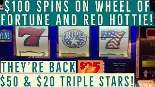 Old School Slots Presents: $100 Red White & Blue Wheel of Fortune & Red Hottie $50, $20 Triple Stars