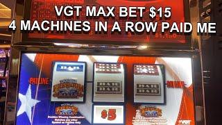 VGT $15 BET HOT 4 MACHINES IN A ROW LUCKY DUCKY, POLAR HIGH ROLLER, KOC & DOUBLE FREEDOM REELS
