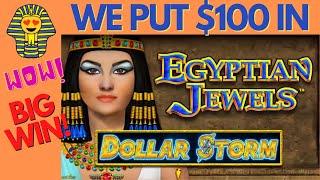 $100.00 IN & SUPER BIG CASHOUT on DOLLAR STORM EGYPTIAN JEWELS SLOT MACHINE POKIES - PECHANGA CASINO