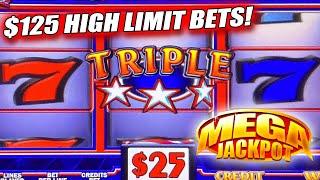 TRIPLE STARS HIGH LIMIT FREE GAMES  MEGA JACKPOT WIN  BIG MONEY BETS!
