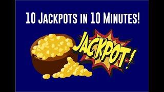 10 JACKPOTS IN 10 MINUTES! $100 Wheel of Fortune, Quick Hits plus others! Massive!