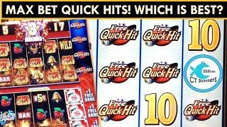 QUICK HIT SLOT MACHINES! MAX BET!3 Different Bonuses - WHICH WAS BIGGEST?