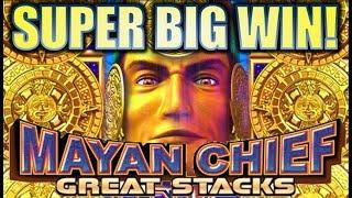 •SUPER BIG WIN! GREAT STACKS• MAYAN CHIEF $3.20 MAX BET SUPER FREE GAMES Slot Machine Bonus (KONAMI)