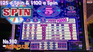 High Limit Jackpot Five Times Pay Denomination & Wheel of Fortune Double Diamond $100 Slot 赤富士スロット