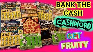 SCRATCHCARDS..CASHWORD EXTRA..BLACK AND GOLD..BANK THE CASH..GET FRUITY..GREEN DOUBLER..DOUBLE MATCH