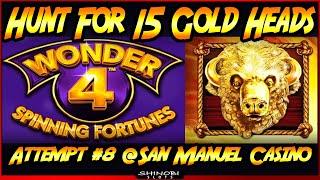 Hunt For 15 Gold Heads! Episode #8 on Wonder 4 Spinning Fortunes Slot Machine - Super Free Games!