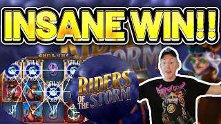 INSANE WIN! Riders of the Storm BIG WIN - HUGE WIN on slot from Thunderkick