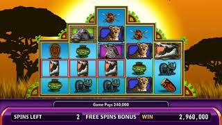 RHINO SAFARI Video Slot Casino Game with a BIG GAME FREE SPIN BONUS