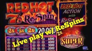 Redhot 7s ReSpin - max bet live play w/ features - Slot Machine Bonus