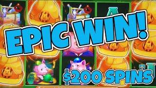 DOUBLE PROGRESSIVE BONUS!  Massive Win Playing High Limit Huff N Puff on $200 Spins