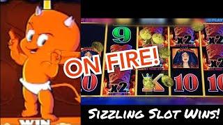 ON FIRE!  Big Wins on Lightning Link Tiki Fire + HIGH LIMIT Smokin' Hot Stuff Wicked Wheel