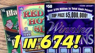 WOW! 1 in 674!  $50 Winning Millions, NEW Blackjack + MORE!  TEXAS LOTTERY Scratch Off Tickets