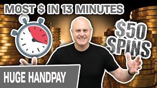 $50 Spins = Two HUGE Handpays!!!  MOST MONEY MADE on YouTube in 13 Minutes