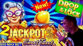 NEW SLOT ! Drop & Lock Slot Machine 2 HANDPAY JACKPOTS - $50 Max Bet New Lock It Link Slot Machine
