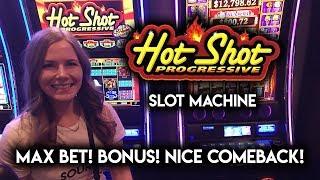 HOTSHOT! Progressive Slot Machine! Max Bet CASH Wheel Bonus! Down to the wire Again!