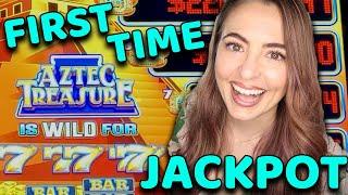 FIRST TIME PLAYING & LANDING A JACKPOT on Aztec Treasure Slot Machine in VEGAS!