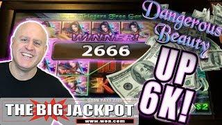 5 JACKPOTS  Up $6,000 on Dangerous Beauty Slots | The Big Jackpot
